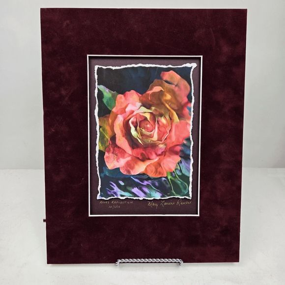 Rosey Reflection Giclée Art Print Rose Flower Mary Louise Ravese Signed Numbered - Picture 5 of 14